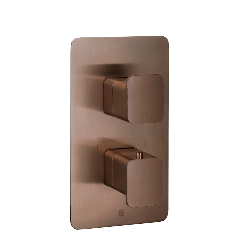 JTP Hix Brushed Bronze 2 Handle 1 Outlet Concealed Shower Valve Cut Out